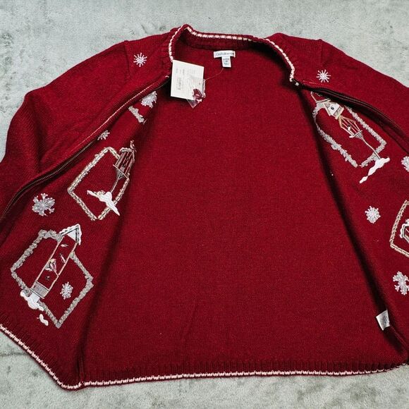 Croft & Barrow NWT Sweater Women's Size 1X‎ Bird/Birdhouse Theme Red - Picture 5 of 13